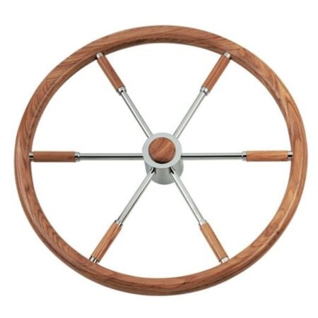 Savoretti Steering Wheel with Wood Rim (450mm / Stainless Steel)